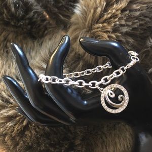 Silver monogram “C” rhinestone charm bracelet